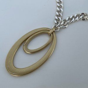Lucky Brand Necklaces silver Tone double oval ring pendant Ladies Necklace Jewel